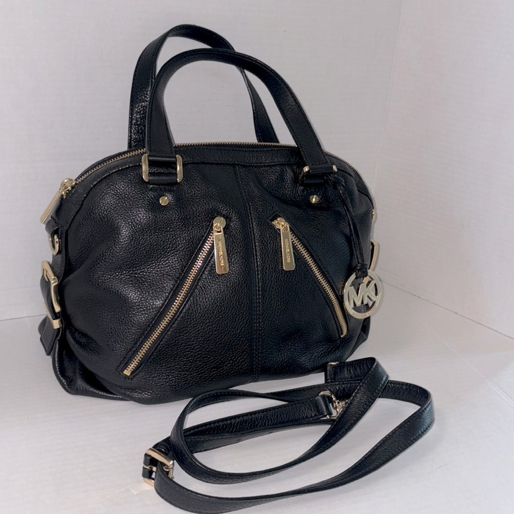 Michael Kors Black Leather Bag Convertible Shoulder Hand Bag Purse - Picture 3 of 15